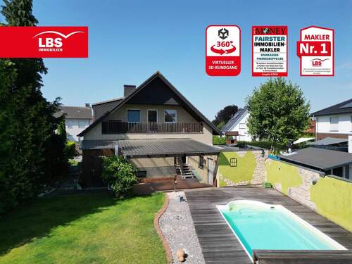 Haus Gartenansicht - ***Einfamilienhaus mit Pool*** - 439.000,00&nbsp;EUR Kaufpreis, ca.&nbsp; 172,00&nbsp;m&sup2;&nbsp;Wohnfl&auml;che