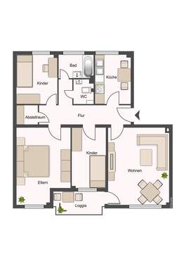 3 Zimmer, links - 