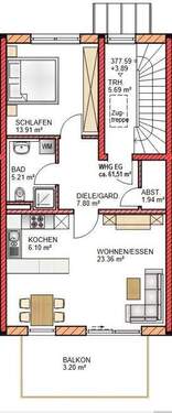Raumaufteilung, Obergeschoß - 