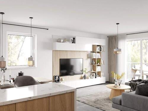 visualisierung Wohnzimmer - Etagenwohnung mit 89,70 m&sup2; in Dormagen zum Kaufen