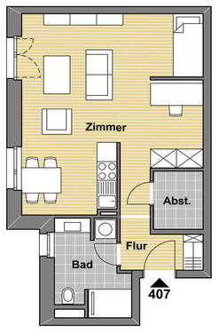 Einheit Nr. 407 - Etagenwohnung mit 45,00 m² in Pfinztal zum Kaufen