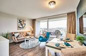 Wohnzimmer - Stylische 2-Zi. Wohnung mit Penthouse-Charakter und Meerblick in Wenningstedt