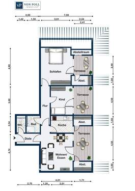 Dachgeschoss mit drei Terrassen - 