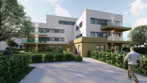 Außenansicht West - 4-Raumwohnung im Neubau mit Dachterrasse, Bezugsfertig zum 01.02.2026