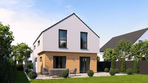 Ansicht Garten Satteldach - 3 Zimmer Einfamilienhaus zum Kaufen in Carlsberg