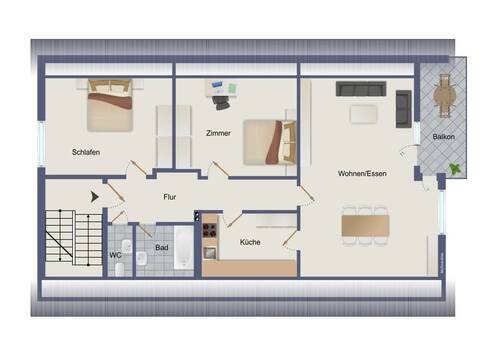 Dachgeschoss - 3 Zimmer Etagenwohnung in Ettlingen / Bruchhausen