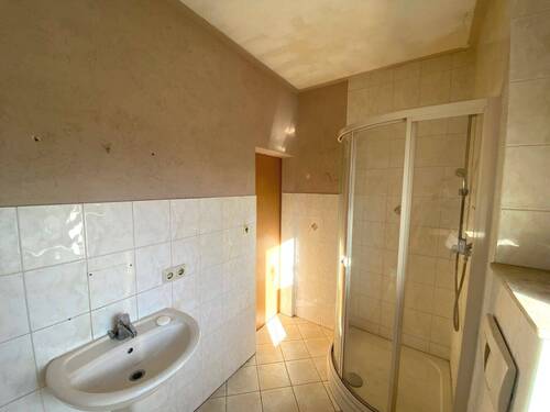 EG: Tageslichtbad aus anderer Perspektive mit Dusche - Einfamilienhaus mit 107,00 m&sup2; in Eisenberg zum Kaufen