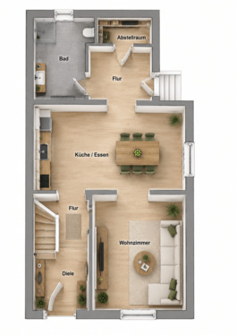 EG Visualisierung - 3 Zimmer Doppelhaushälfte in Herten