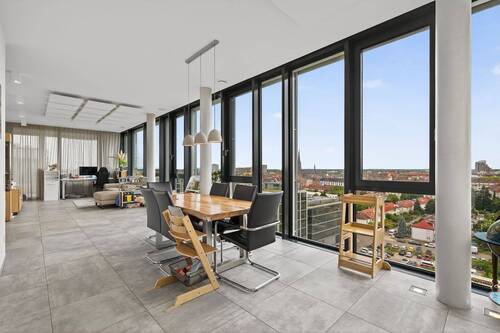 Essbereich & Wohnbereich - Großzügige Designer-Wohnung mit 3 Zimmern & Weitblick in der Karlsruher Oststadt City Park