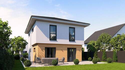 Ansicht Garten Walmdach - Einfamilienhaus mit 131,00 m² in Zweibrücken zum Kaufen
