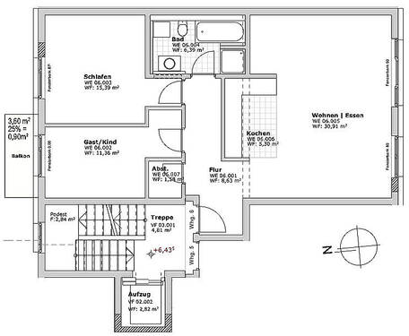 3. Obergeschoss. Wohnung 6 - 