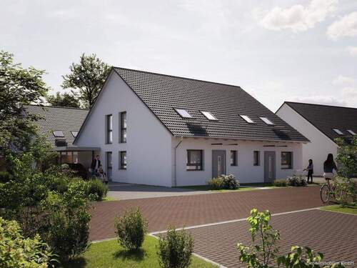 Hausansicht - Ihr neues Zuhause im Grünen - Neubau-Doppelhaushälfte in Mintard