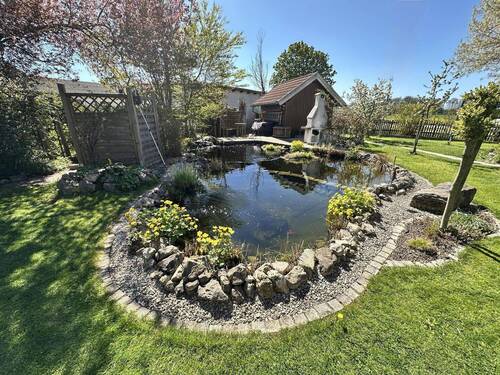 Teich mit Gartenhütte - 