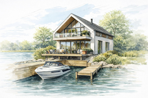 Studie - Exklusive Wasserlage in Köpenick - Hafen und privates Wochenendhaus genehmigt