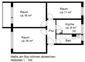 Grundriss - Etagenwohnung mit 59,70 m&sup2; in Halle (Saale) zur Miete