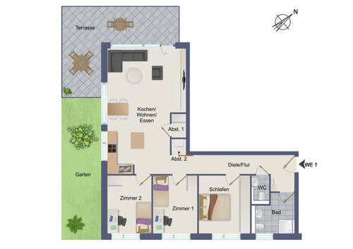 Wohnung-Nr. 1 - Etagenwohnung mit 96,10 m&sup2; in Herrenberg / Gültstein zum Kaufen