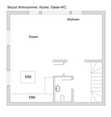 Skizze Küche - Wohnen - Garten-Etage - 