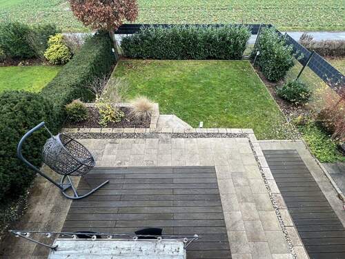 Vogelperspektive Terrasse & Garten - Doppelhaushälfte mit 207,00 m&sup2; in Löhne zum Kaufen
