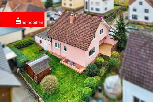 Gartenansicht (Luftbild) - Einfamilienhaus in Klein-Umstadt