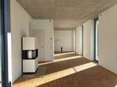 Blick vom Wohnzimmer in die Küche - 