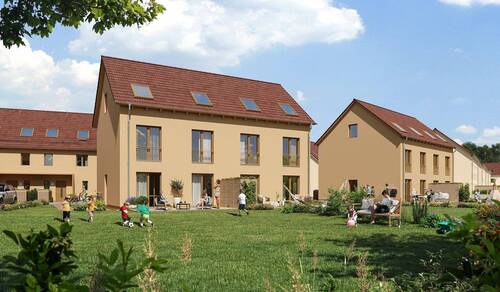 Visualisierung des Doppelhauses Neuseengärten - Willkommen im modernen Zuhause - 482.600,00 EUR Kaufpreis, ca.  113,50 m² Wohnfläche