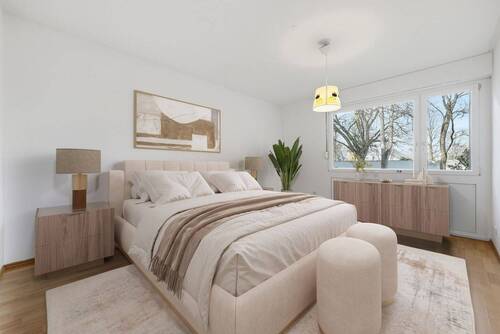 Schlafzimmer 1 - virtuell gestaged - 4-Zimmer EG Wohnung mit kleinem Garten in ruhiger Lage - Ottobrunn