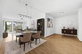 Wohnzimmer - virtuell gestaged - 4 Zimmer Etagenwohnung zum Kaufen in Ottobrunn