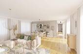 Offener und Lichtdurchfluteter Wohnbereich dank bodentiefer Fenster - 3 Zimmer Etagenwohnung in Fellbach