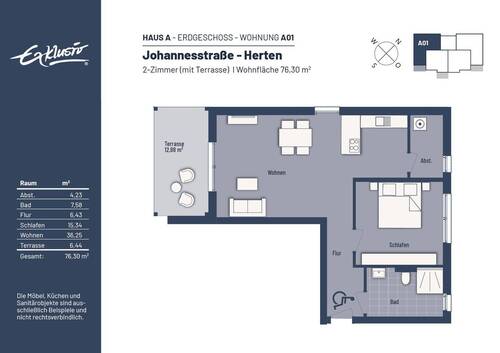 WE_01 - Etagenwohnung mit 76,30 m² in Herten zum Kaufen