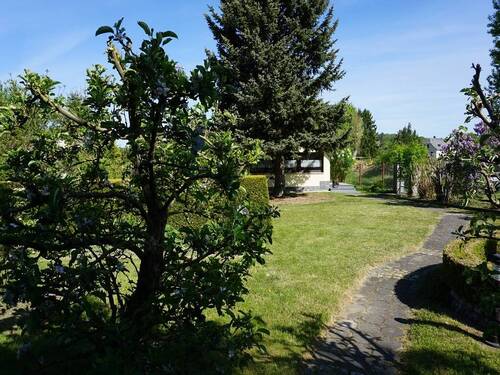Garten mit Bungalow - 1 Zimmer Bungalow in Oelsnitz