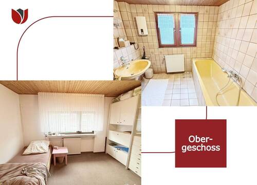 2. Schlafzimmer und Wannenbad mit Fenster im 1. Obergeschoss - 