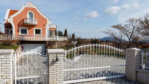 Objektansicht mit Zufahrt und Garage - 