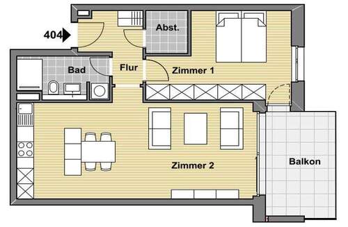 Einheit Nr. 404 - 2 Zimmer Etagenwohnung in Pfinztal