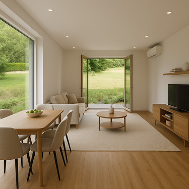 Wohnzimmer_Möbel Visualisiert - 3 Zimmer Etagenwohnung zum Kaufen in Bietigheim-Bissingen