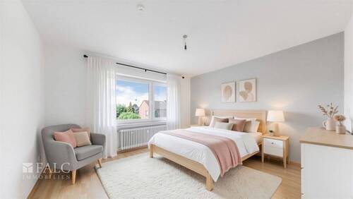 Schlafzimmer - Virtuell eingerichtet - 6 Zimmer Mehrfamilienhaus, Wohnhaus in Bedburg