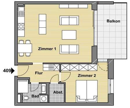 Einheit Nr. 409 - Etagenwohnung mit 64,90 m&sup2; in Pfinztal zum Kaufen
