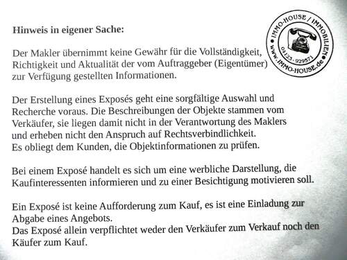 Hinweis : Exposebestandteil ! - 