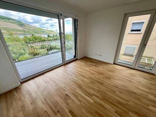 Wohnzimmmerbereich mit Rheintalpanorama - 2 Zimmer Etagenwohnung zur Miete in Bingen