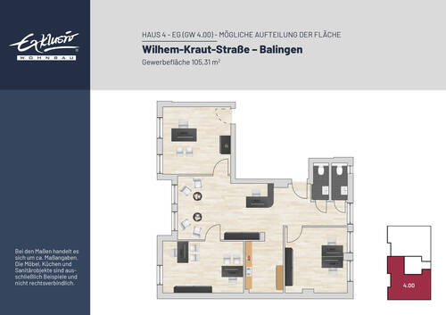 Gew_4.00_mögliche Aufteilung - Büro in Balingen