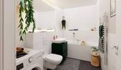 Geräumiges Badezimmer mit Badewanne - 