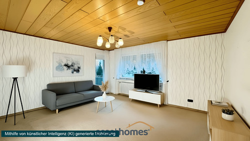 Wohnzimmer - KI eingerichtet - 3 Zimmer Etagenwohnung in Halle (Westfalen)