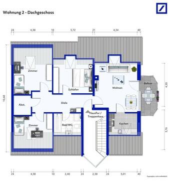 Grundris WE 2 OG - möbliert - 
