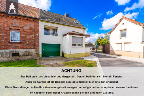 Musterbild mit Visualisierung Balkon und Garage - 3 Zimmer Reihenendhaus zum Kaufen in Gatersleben