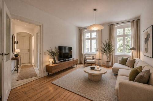 Einrichtungsbsp. Wohnzi. (KI) - 2-Zimmer-Altbauwohnung in ruhiger Gartenhauslage mit unverbautem Blick bis zum Kollwitzplatz