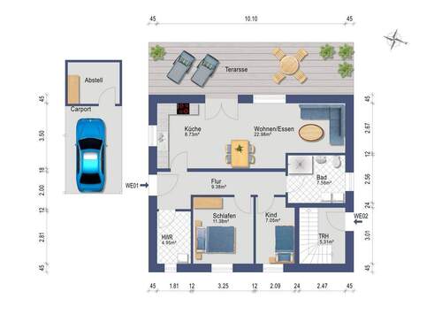 Erdgeschoss (Darstellung und Maßangaben sind ohne Gewähr) - 