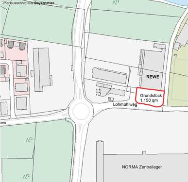 Lageplan Röttenbach 1150 qm - 1.150 qm Grundstück bei Erlangen - Gewerbesteuerhebesatz 230%