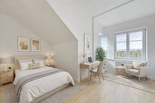 Schlafzimmer virtual staged - Lichtdurchflutete 4-Zimmer-Wohnung am Stadtpark