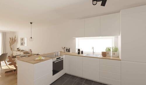 Die offene Wohnküche lädt zum gemeinsamen Kochen e - Modernes und gemütliches Reihenhaus mit Dachterrasse