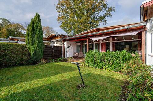 Gartenansicht - Gemütliches Ferienreihenhaus in Cismar mit 2 Schlafzimmern, Terrasse und eigenem Garten