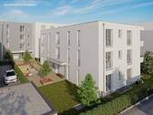 Unverbindliche Illustration: Ansicht Innenhof Haus 2 + Haus 1 - 3 Zimmer Etagenwohnung in Fellbach